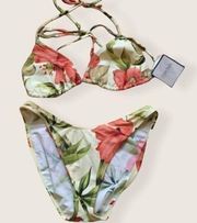 Ocean Pacific Hawaiian trical 2 pc bikini set tropical floral size 12