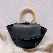 Antik Kraft The Asher Bag black vegan leather wood clutch handle small