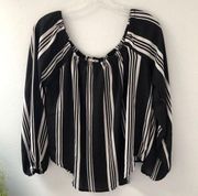 bleuh ciel black & white off the shoulder blouse.