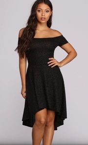 NWT  Black Sparkly Off Shoulder Dress size small