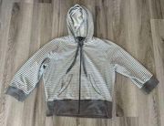 Norma Kamali L Gray Striped Zip Up Hoodie