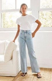 SLVRLAKE Grace Wide-leg Raw-edge Jeans in Wash Time To Go Size US 27