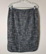 Escada Pencil Skirt Wool Blend Tweed Textured Houndstooth Gray EU 40 US 10