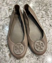 Tory Burch Minnie Ballet Flats in Taupe/French Gray Size 10