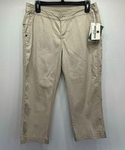 NEW Woolrich Campbell Falls Khaki Tan Capri Cropped Pants with Pockets Size 4