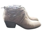 Fergalicious Boots Womens 7 M Barley Ankle Booties Heels Side Zip Gray Fabric