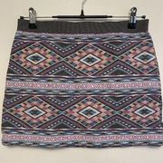 American Eagle Skirt Aztec Tapestry Mini Skirt Size 4‎ Pink Blue Orange Tribal