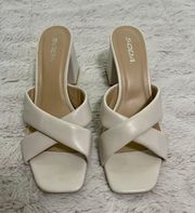 Soda White Block Heels