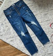 SO Brand Mid-rise Cropped 5 button destructed jeans‎