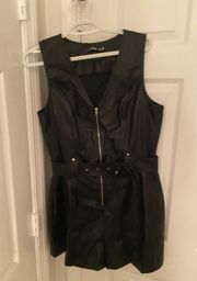 Faux Leather Overall Romper