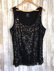 Black Long Sequin Tank 18/20