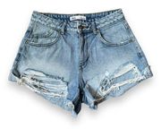 Zara Jean Shorts Distressed Cut Off Size 4 Boho Light Denim Shorts