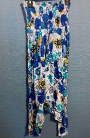 Groovy Blue Floral Hippie Boho Harem Genie Balloon Pants Unique & Comfy