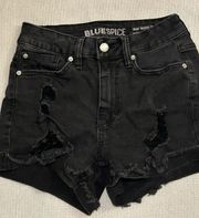 Black Mid Rise Black Jean Shorts