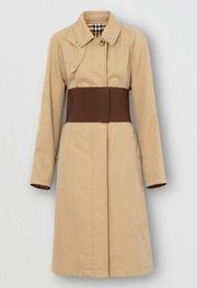 Burberry Runway Corset-Belt Gabardine Trench Coat