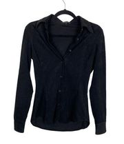 Aritzia Babaton Black Suede Long Sleeve Button Up