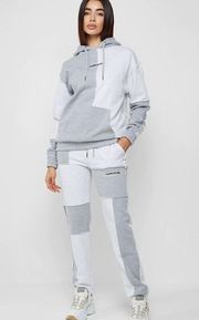 Patchwork Grey Sweatpant And Hoodie 