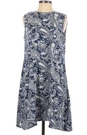 Simply Noelle Womens Boho Blue & White Paisley Pattern Sleeveless Dress Size S/M