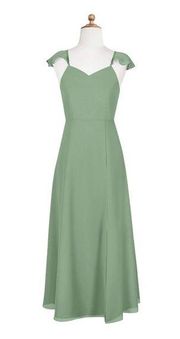 Azazie Bridesmaid Maxi Dress Size A0 Sage Green