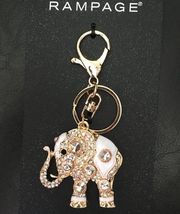 NWT - Embellished Elephant Gold Ivory Key Fob Bag Charm