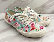 CHARLIE PAIGE Mint Floral Lace Up Sneakers Size 6