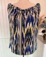 Ellen Tracy Multicolored Sleeveless Cowl Neck Blouse