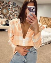 For Love and Lemons Eugenie Linen-Blend Crop Blazer