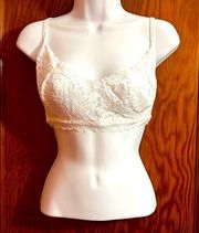 Elan White Stretch Lace Bralette Sz L