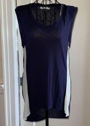 Navy / silver top w draped back NWOT S