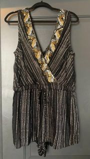 ark and co Sequin Black and White Romper Size Large