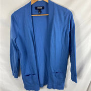 Lands'End  Open Front Pocket Cardigan Blue Size Small