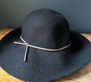 Aritzia Talula Baylis Black Wool Fedora Wide Brim Floppy Hat