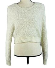 Urban Outfitters ByCorpus X-Small Crop Sweater Eyelash Popcorn Knit Long Sleeve Scoop Dolman UO