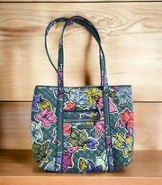 Vera Bradley Iconic Deluxe Vera Tote Shoulder Shop Bag Purse Falling Flowers