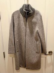 Theory Heather Gray Wool Long Trench Coat | S