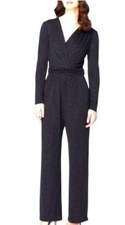 TAHARI Arthur S Levine Sparkle Jumpsuit Wide Leg Black Jersey Women’s Size 12