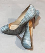 Kenneth Cole  Shoes Womens 8.5M Social Class Blue Brown Leather Heels Pumps