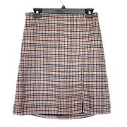 Old Navy Skirt Sz Small Plaid Mini Preppy High Rise Dark Academia Brown Slit NWT