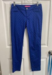 Lilly Pulitzer Pants Size 0, Kelly Skinny Ankle Royal Purple Blue Textured