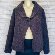 Ellen Tracy one button wool blend cardigan