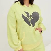 Torrid Crop Sweater Hoodie Luxe Cozy Lovesick Heart Yellow Broken Lightning NWT