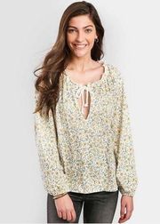 Billabong S Yellow Floral Long Sleeve Blouse