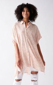 Lost + Wander Pick Me In The Desert Boho Tunic Top Button Down Floral Peach XS/S