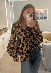 LEOPARD PRINT BUTTON UP SHIRT WITH FUN SLEEVES