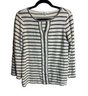 Sophie Max Womens Blouse Size Medium Striped Cotton Blend Capsule Wardrobe