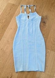 Marciano City Nights Bandage Bodycon Dress in Light Blue