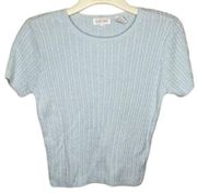 Vintage Jeanne Pierre Short Sleeve Sweater Blue