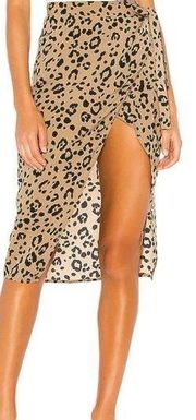 LOVERS + FRIENDS (NWT) Marla "Tan Leopard" Wrap Skirt, Size M