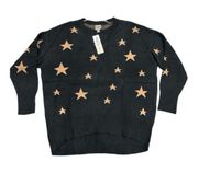 Comp Vintage Women’s Black Rayon Blend Light Sweater Gold Stars MSRP: $75 Sz 2X