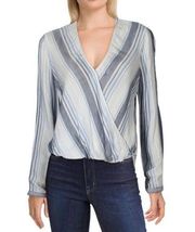 Splendid m Holistay Double Cloth Suprlice Top in Chambray Blue White Stripe XL